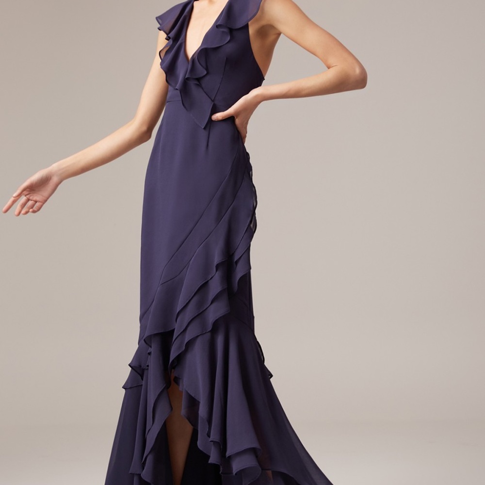 C/MEO COLLECTIVE Navy Be About You Chiffon Gown M